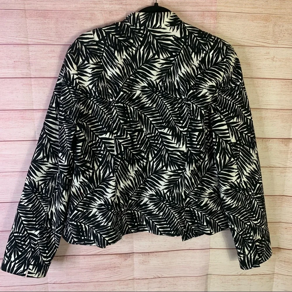 Charter Club Black‎ White Print Blazer Size 14
